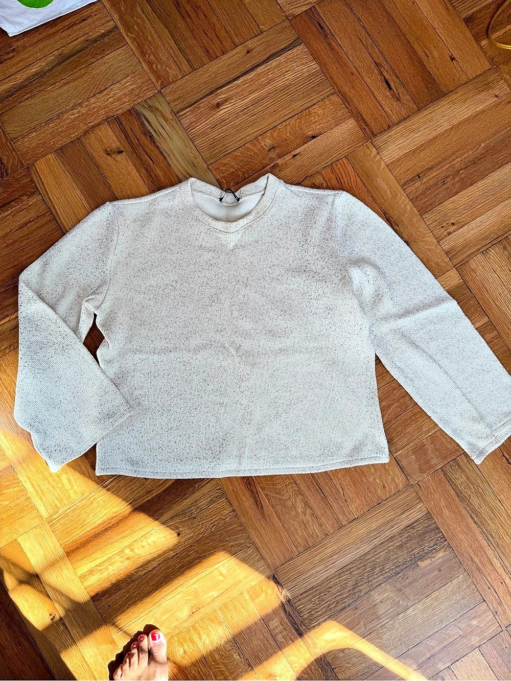 Zara Cream Shimmer Knit Sweater – Long Sleeve